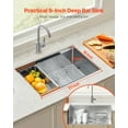 thumbnail image 2 of 23" Kitchen Sink Undermount Single Bowl Drop-In Basin Stainless Steel Bar, 2 of 9