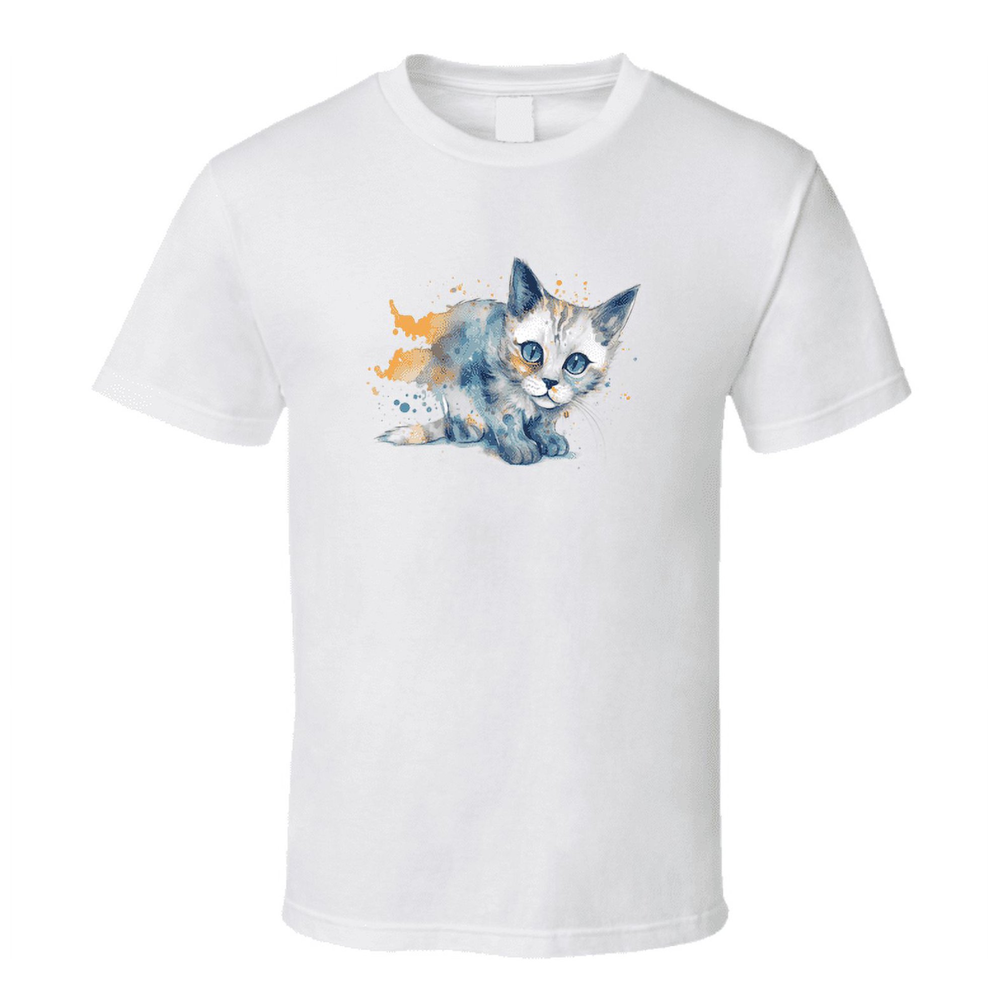 TrendyTees Solid Print Short Sleeve Unisex Relaxed Fit Cat T-Shirt Men s