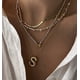 thumbnail image 3 of DOREMI 18K oro minimalista Simple grueso collar grande 26 collar personalizado alfabeto burbuja globo letra inicial collar, 3 of 4