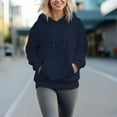 thumbnail image 5 of Women's 330g 100% Cotton  Casual Hoodie Long Sleeve Solid Color Pullover With Pockets, 5 of 15