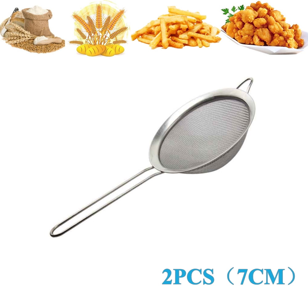 2 PCS Fine Mesh Stainless Flour Sifter For Baking Sift, Strain, Drain And Rinse Vegetables