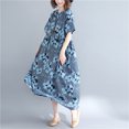 thumbnail image 2 of Vestido suelto de mujer Estampado floral Tallas grandes con bolsillos Mangas cortas Cuello redo CACAGOO Vestido, 2 of 7