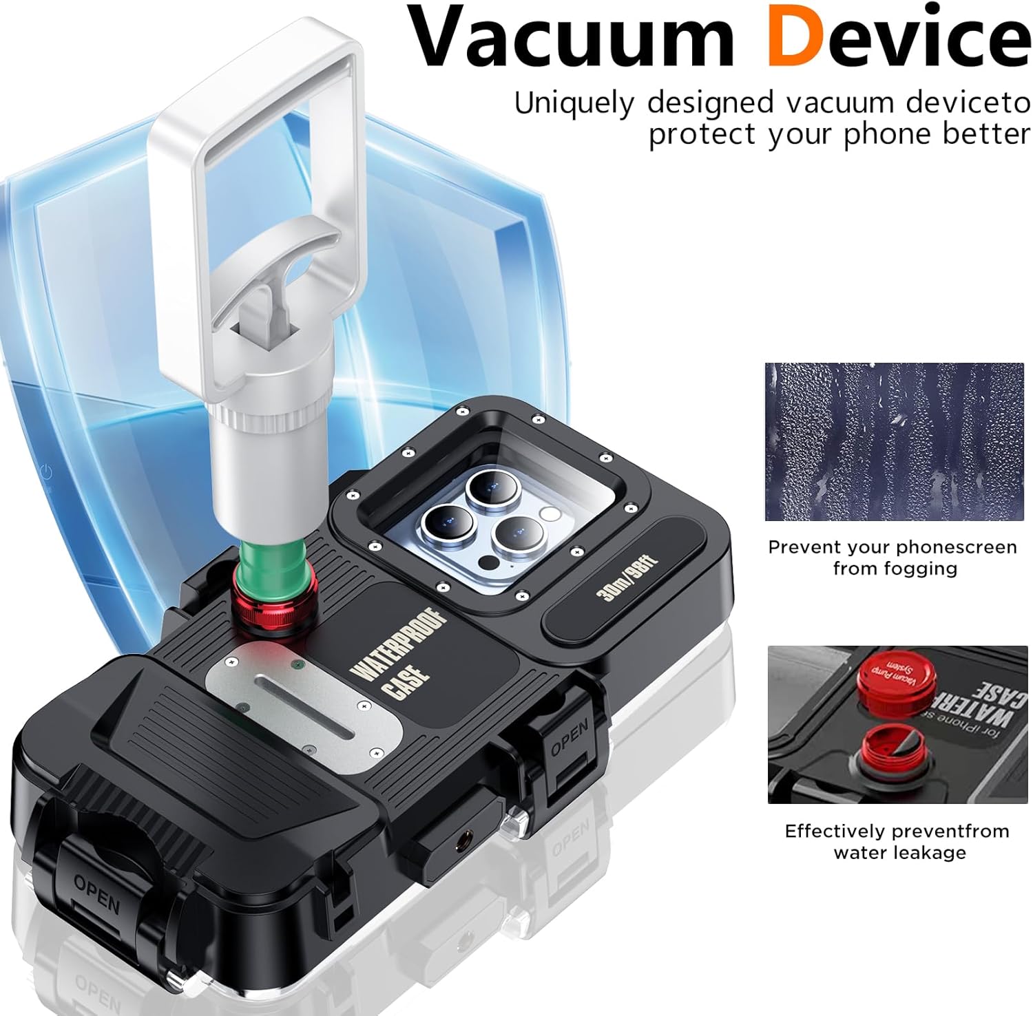 Bluetooth 30 Meter Deep Waterproof Case Compatible with All iPhone Series,Snorkeling Underwater Case 30M Operated Underwater Photo Video, for All iPhone  and Samsung Galaxy