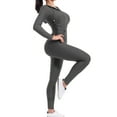 thumbnail image 5 of MixMatchy Women's Solid Scrunch Butt Active Leggings Zip Up Jacket Set Workout Yoga Outfit, 5 of 5
