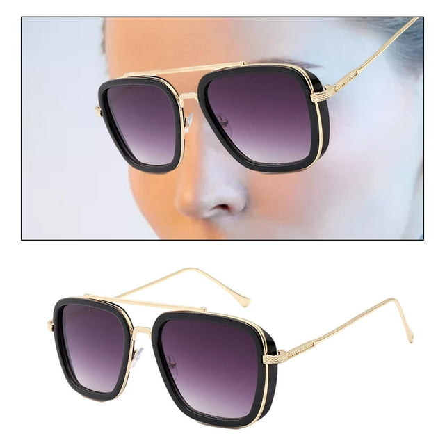 Gafas de terre cuadradas de moda de gran tamaño para mujeres, hombres, montura metálica, gafas de protección 400 para vacaciones en , ejercicio Gris Salvador gafas de sol de mujer