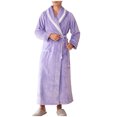 thumbnail image 6 of lcziwo Weekly Sale Women's Bathrobe Pajamas with Belt Plush Thickened Flannel Nightgown Long Sleeves Solid Color Sleep Robes Homewear,Purple,XXXL, 6 of 8