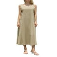 thumbnail image 1 of EIMELI Tenue de Plage pour Femmes Robe Débardeur en Coton et Lin avec Poches Maxi Couleur Unie Bohemia Robe d'Été, 1 of 9