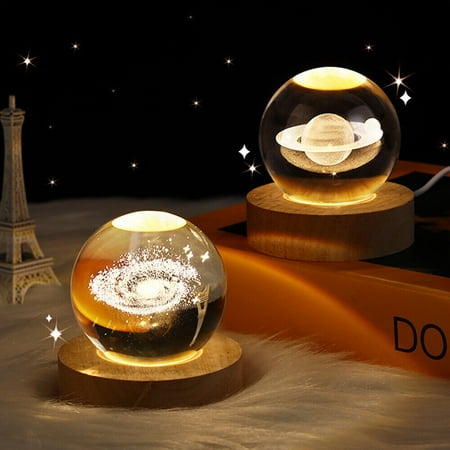 

LED Crystal Table Lamp USB 3D Moon Galaxy Globe Night Light Kids Xmas Decor Gift