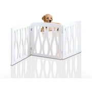 Etna White Wooden Pet Gate with Cascade Wave Design