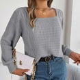 thumbnail image 5 of Annhoo Womens Sweaters Casual Long Sleeve Square Neck Tops Fall Winter Loose Cozy Knitted Pullover Shirts, 5 of 8