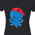 thumbnail image 4 of Inktastic Pirate Octopus, Blue Octopus With Red Pirate Hat Women's V-Neck T-Shirt, 4 of 5