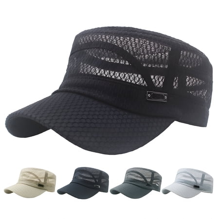 TELOLY 2026 New Summer Mesh Flap Top Caps for Men Adjustable Breathable Caps Mens Hat Quick Dry Cool Hats Casual Trucker Hat for Outdoor Sports Beach Hiking Fishing Camping Daily Wear