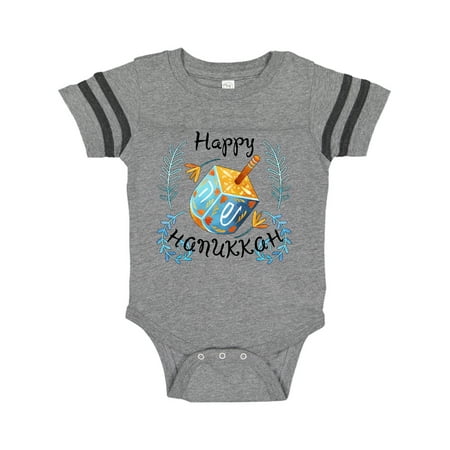 

Inktastic Happy Hanukkah Dreidel and Laurels Gift Baby Boy or Baby Girl Bodysuit