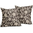 thumbnail image 4 of Dark Brown Floral Pillow Covers 16x16 Set of 2 Brown Cream Vintage Flower Block Print Pattern Decorative Throw Pillowcases Outdoor Rustic Farmhouse Square Cushion Cases Decor for Home Couch Sofa Bed, 4 of 7