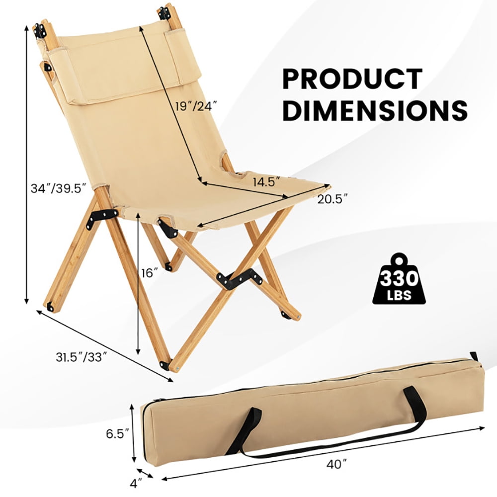 Aimee Lii Bamboo Folding Camping Chair with 2-Level Adjustable Backrest, Portable Chairs for Adults, Comfy Outdoor Chair, Natural Aimee Lii Bamboo Folding Camping Chair with 2-Level Adjustable Backrest, Portable Chairs for Adults, Comfy Outdoor Chair, Natural