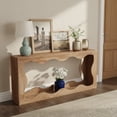 thumbnail image 2 of 63" Farmhouse Console Table With Storage - Wavy Scalloped Narrow Entryway Sofa Table, Long Hallway Stand For Living Room (Wood), 2 of 9