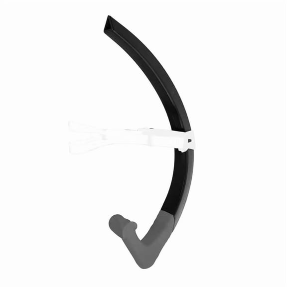 Swimming Training Snorkel Tube, Front Breathing Tube Center Mount Silicone Mouthpiece Adult Freestyle Breathing Tube A,1 x Swim Snorkel 1 x Head bracket,Black