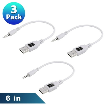Insten 3x 3.5mm Male AUX Audio Jack To USB 2.0 Male Charge & Data Cable for Recorders MP3 MP4