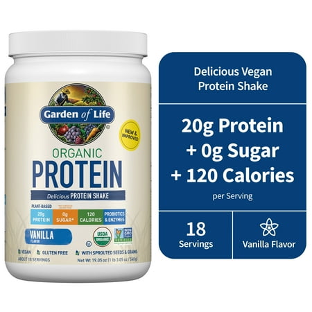 Garden of Life Organic Plant Based Probiotic 20g Protein Shake Drink Powder for Digestive Gut Health, Vegan, Vanilla, 20g, 19.05oz