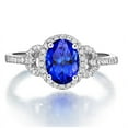 thumbnail image 2 of Just Perfect 1 Carat Blue Sapphire and Diamond Halo Engagement Ring on Sale, 2 of 2