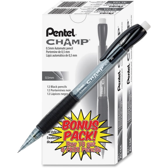 "Champ Mechanical Pencil, 0.5 Mm, Hb (#2.5), Black Lead, Translucent Black Barrel, 24/pack | Bundle of 5 Packs"