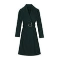 thumbnail image 5 of Clearance Long Coats for Women Women's Elegant Lapel Collar Double Breasted Pea Coat Regular Wool Blend Overcoat Coat Belt, 5 of 6