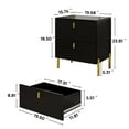 thumbnail image 5 of DIYART Luxury Fluted Night Stand Set of 2, Nightstand with 2 Drawers, Modern Bedside Table with Golden legs and handles, End tables for Living Room Bedroom, Black, 5 of 8