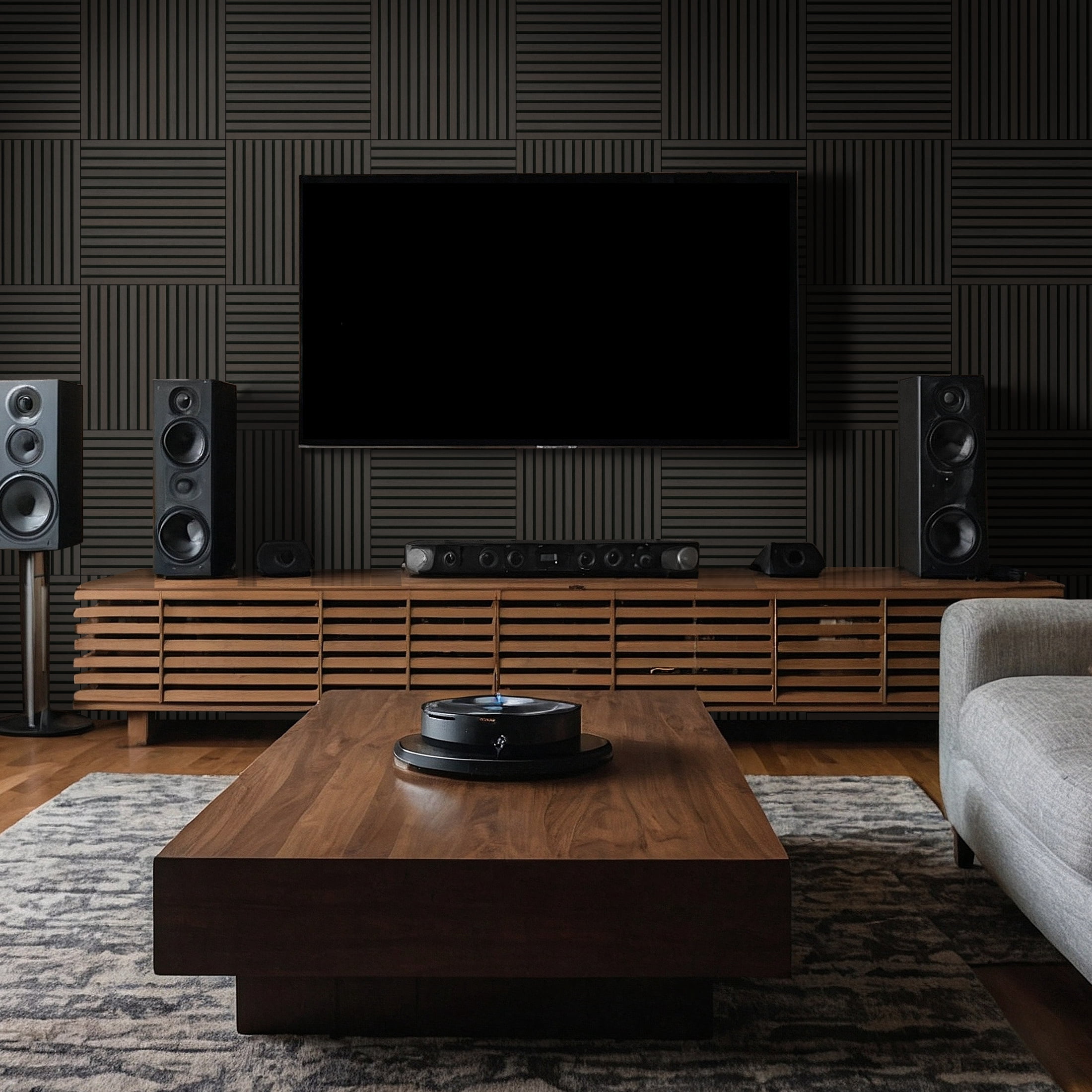 MSI 24 in. x 24 in. Harmony Espresso Wood Veneer Sound Absorbing Acoustic Wood Slat Wall Panel (2 Pack / 8 sq. ft.)