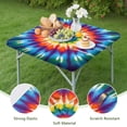 thumbnail image 4 of Colorful Rainbow Tie Dye Spiral Pattern Square Fitted Tablecloth with Elastic Edge,Square Table Cover,Washable Elastic Table Cover for Home Kitchen Party Decor 36"x36", 4 of 6