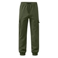 thumbnail image 6 of Falkdiz Sport Pants for Boys Cargo Joggers Pockets Drawstring Winter Pantalones Trendy Relaxed fit Boys Trousers Elastic Waist, Army Green, Size: 9-10 Years, 6 of 8