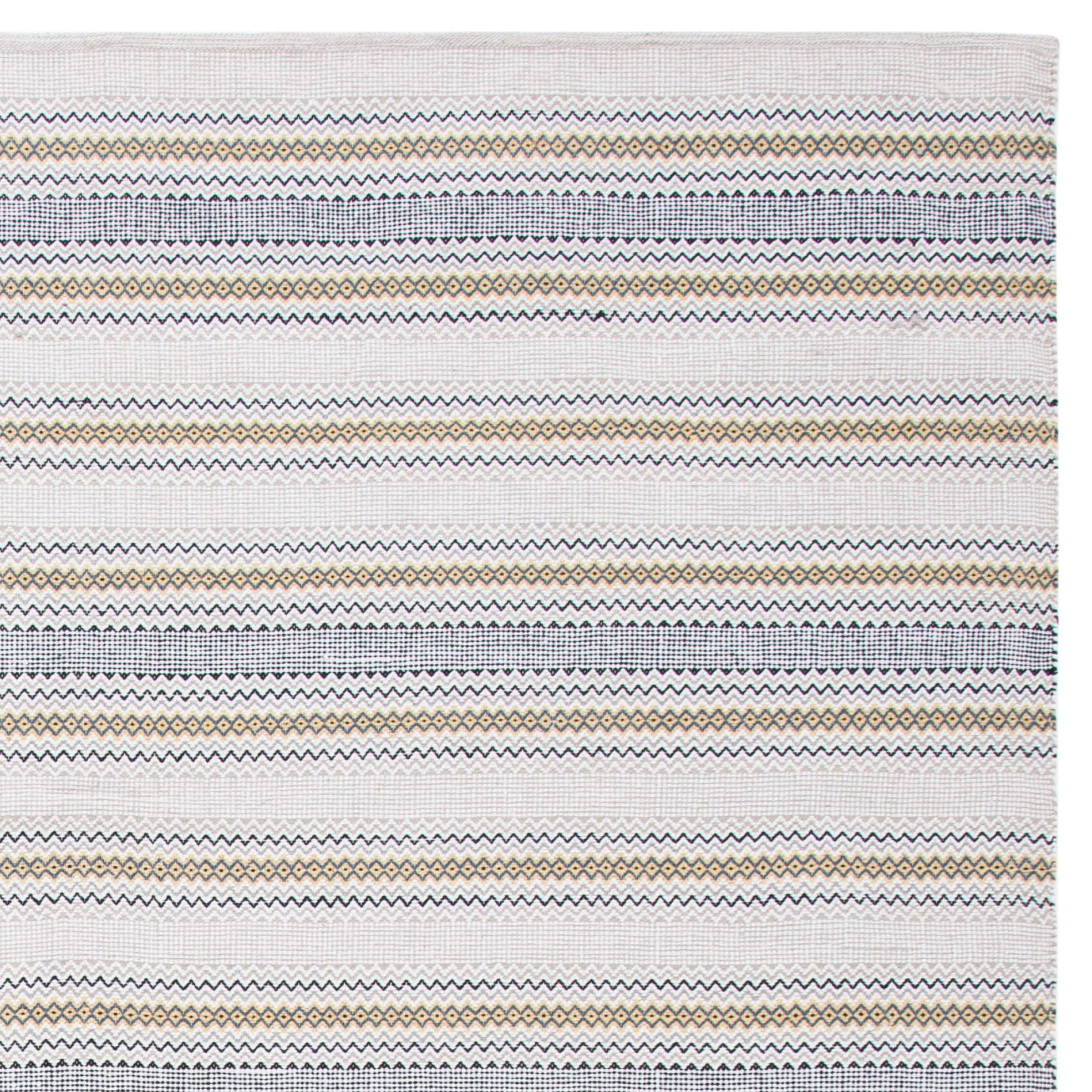 SAFAVIEH Montauk Spots Geometric Striped Cotton Area Rug, Blue/Beige, 4' x 6'