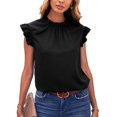 thumbnail image 1 of Blusa sin mangas para mujer Top con volantes Gorra suave al tacto Agradable para la piel Camiseta holgada informal para ir de fiesta Compras Viajes Negro XL, 1 of 6