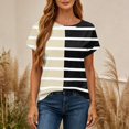 thumbnail image 5 of Backless Cross V-Neck Top for Women - Short Sleeve Graphic Print Tee, Sexy Open Back Blouse for Women's Summer Party & Casual Outfits Beige L, 5 of 7