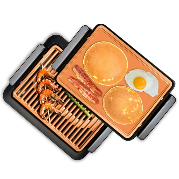 Gotham Steel Smokeless Electric Indoor Grill with Interchangeable Griddle Insert, Nonstick