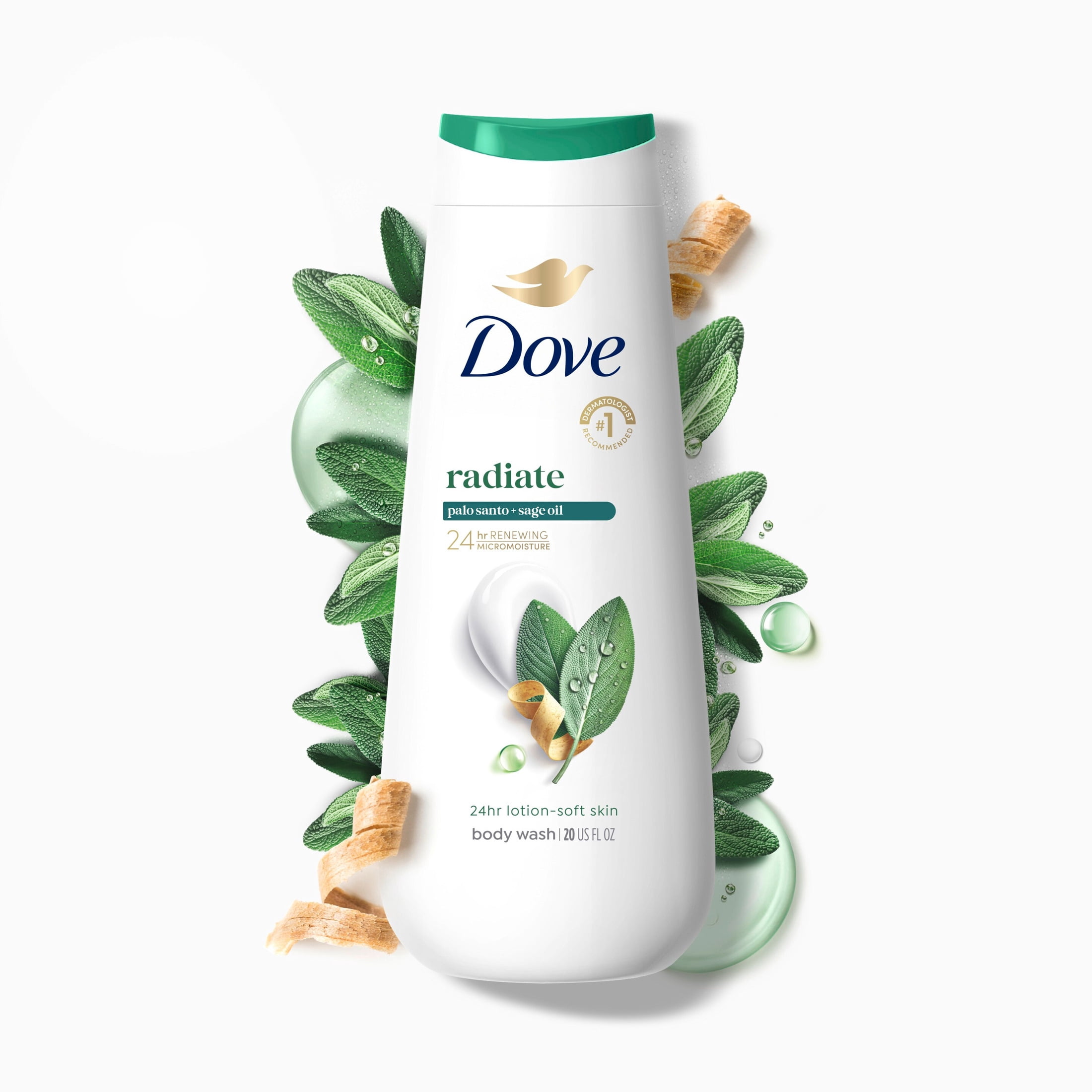 (4 pack) Dove Limited Edition Body Wash Palo Santo & Sage Oil For Hydrated & Soft Skin, 20 Fl oz
