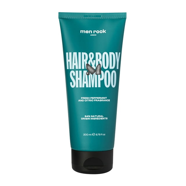 Men Rock Champú para el Cabello y el Cuerpo, Champú Clarificante, 200 ml