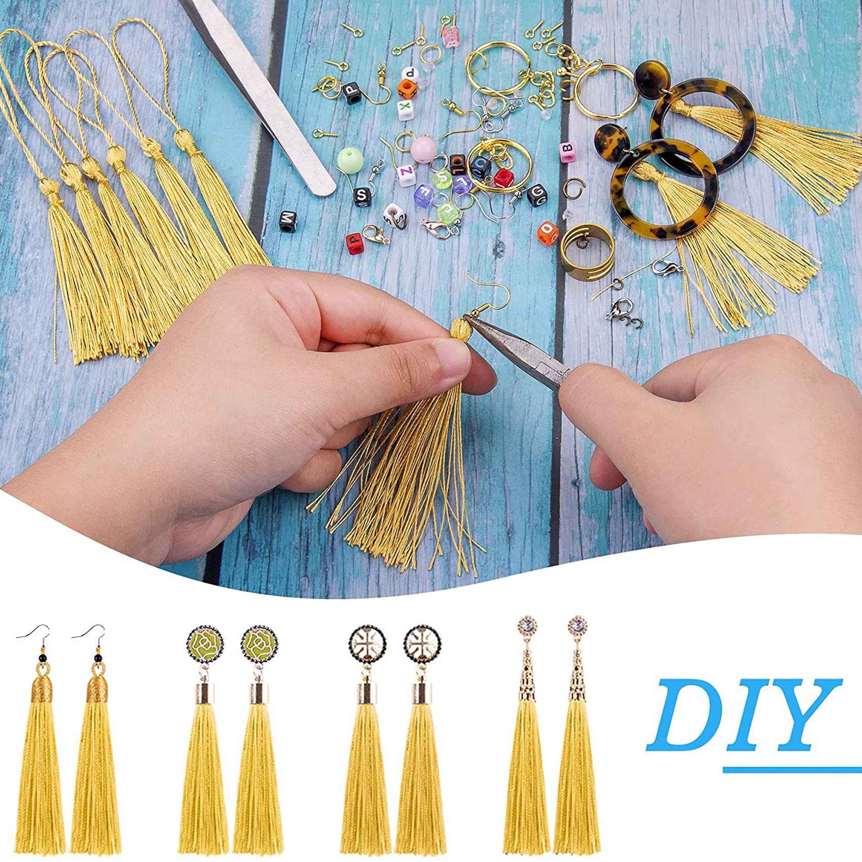 100PCS Assorted Color Silky Tassels for Bookmark Gift Souvenir Jewelry Earring 