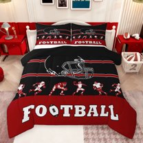 jejeloiu Boys Ball Game Bedding Comforter Set,American Rugby Sport Twin Comforter Sets,Black Football Helmet Bedding Set For Boys Kids,Microfiber Bedroom Decor Reversible,2 Pieces