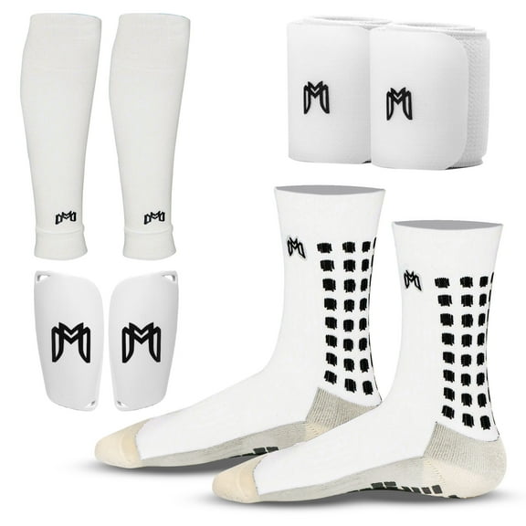 MediCaptain Elite Soccer Bundle - Shin Guards, Sock Sleeves, Grip Sock, and Guard Straps for Soccer