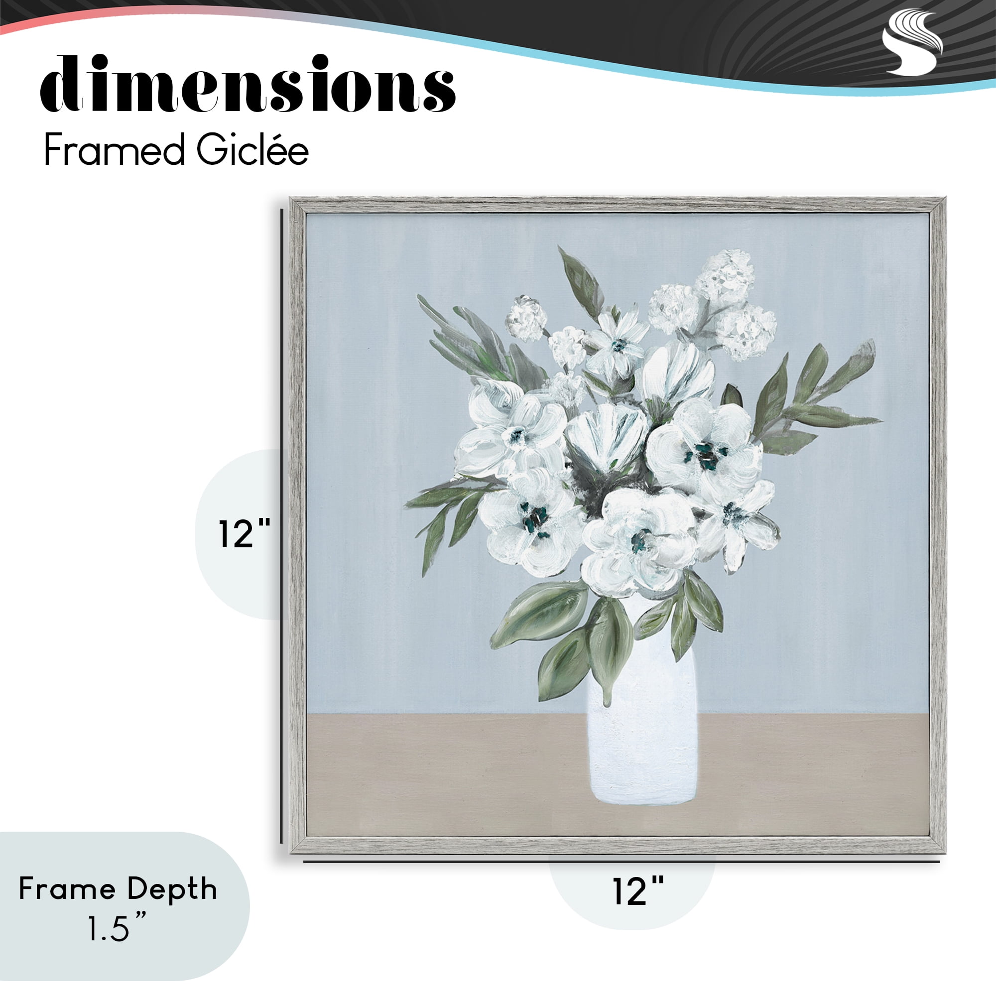 Stupell Industries Cerulean & White Blooms Gray Framed Giclee Art, design by Marilyn Dunlap