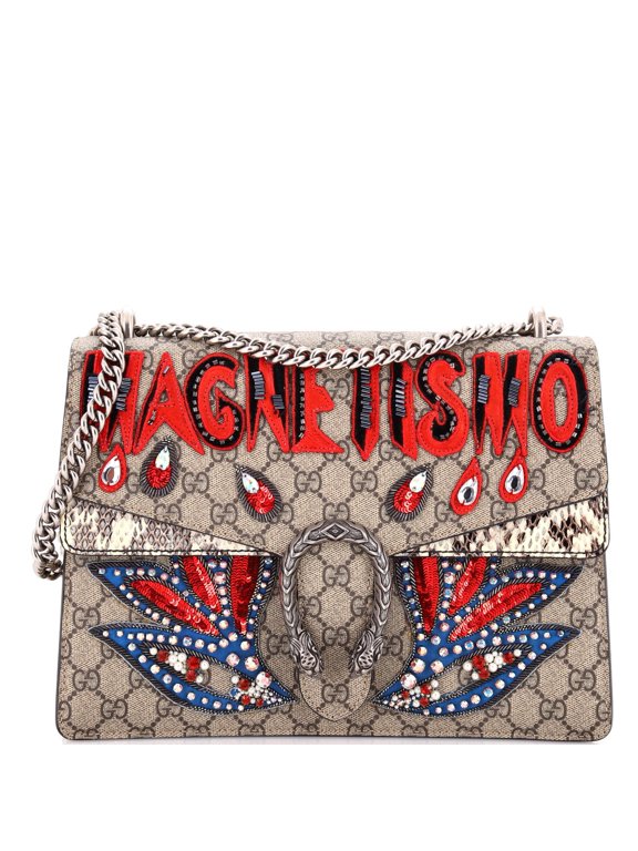 Pre-Owned Dionysus Bag Embellished GG Coated Canvas with Python Medium By Rebag
