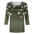 thumbnail image 4 of GA WEIHUA Clearance,Women's Casual 3/4 Sleeve T-Shirts Round Neck Cute Tunic Tops Graphic Basic Tees Blouses Loose Fit Pullover(Army Green,3X-Large), 4 of 5