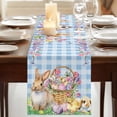 thumbnail image 3 of Table Runners 72 Inches Long Dress Scarves, Easter Bunny Farmhouse Kitchen Table Runner, Coffee Tablerunners, Spring Easter Eggs Floral Blue Check 16x72 Inch, 3 of 9