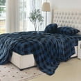 thumbnail image 3 of Elegant Comfort Luxuriously Soft 4-Piece Velvet Plush Flannel Sheet Set - Premium Quality - Cozy Warm, Anti-Static, Non Pilling Fuzzy Velvet Flannel Fleece Deep Pocket Sheet Set - King, Buffalo Blue, 3 of 5