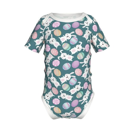 

Junzan Cute Rabbit Easter Print Short-Sleeve Baby Climbing Clothes Bodysuits for Infant One-Piece for Baby Boys & Girls Baby Clothes Baby Romper with Snap Closure-3 Months