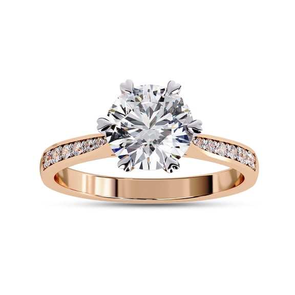 IGI Certified Lab Grown Diamond Ring | Center 7MM Round Cut Solitaire Engagement Wedding Promise Rings For Women In 18k Solid Rose Gold | F-G, VS-SI Quality (1.40 Ctw) Ring Size-7
