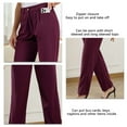 thumbnail image 6 of Women High Waisted Pants Loose Casual Elegant Pure Color Button Zip Closure Pants with Pocket Burgundy XXL, 6 of 7