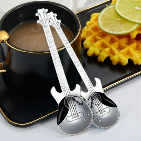 

Bbq Gloves Disposable 2024 Stainless Steel Guitar Spoon Coffee Spoon Stirring Spoon Titanium Plated Ice Bar Music Bar Spoon Creative Small Gift
