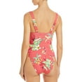 thumbnail image 2 of Aqua CORAL Ruched Printed Floral Plunge One-Piece Swimsuit, US X-Small, 2 of 2