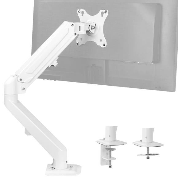 VIVO Support Articulé Simple pour Bras à Ressort Pneumatique de 17 à 27 Pouces à Pince pour Bureau / Convient à 1 Écran d'Écran avec VESA Max 100x100, Blanc (STAND-V101OW)